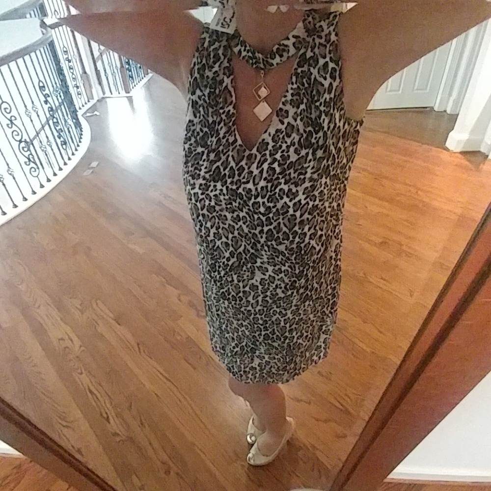 Sassy Leopard Dress with Gold necklace detail